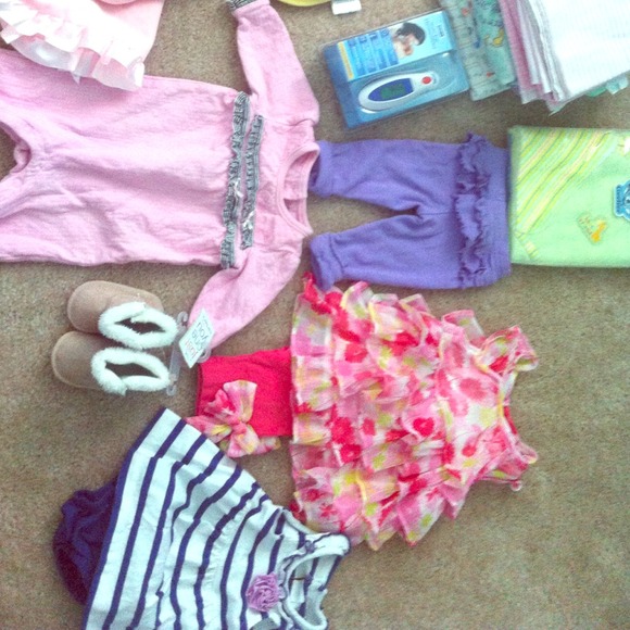 Lot of Newborn/0-3 Mo. Girls clothing & essentials