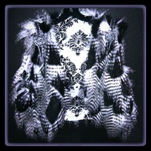 Feather Vest w/ crystal embellishments on shoulder