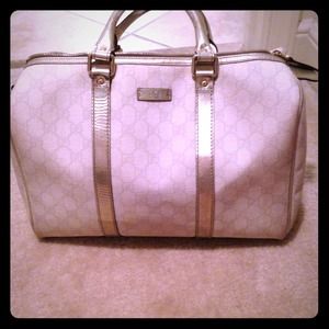 Gucci Boston Bag white and silver