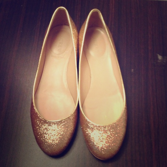 JCrew gold sparkle flats