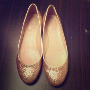 JCrew gold sparkle flats