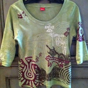 Lime green Aztec design casual t-shirt