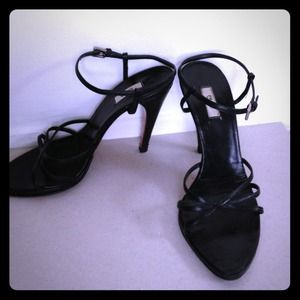 Auth PRADA Black Strappy Heels size 37.5