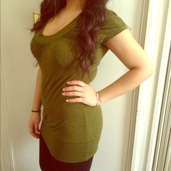 NWOT olive green shirt with lace back
