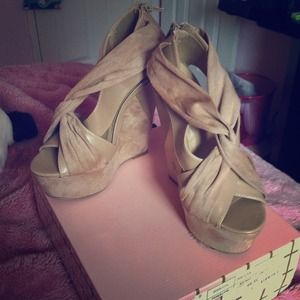 Nude strappy wedges!