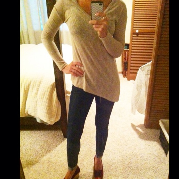 FREE PEOPLE diagonal hi low oatmeal sweater