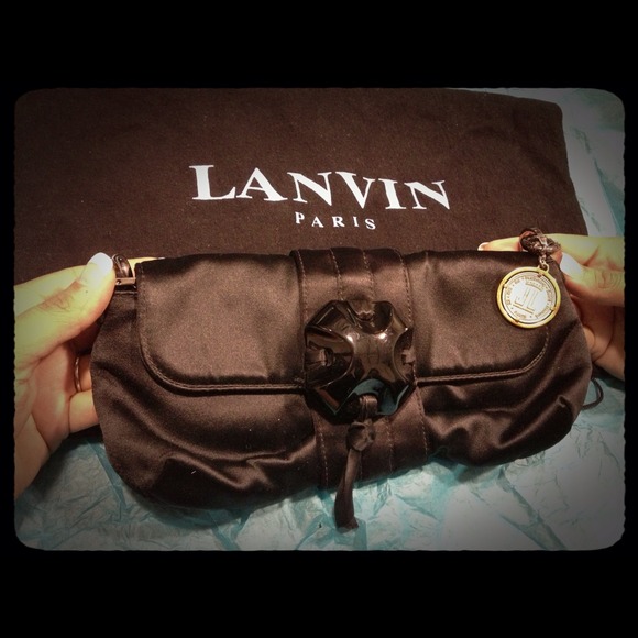 Black Satin Lanvin Paris Clutch