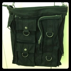 ❤ Black Messenger School Bag Cross body Satchel