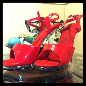 5 inch Red Platform Sandals