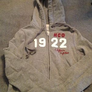 Hollister gray zip up hoodie M