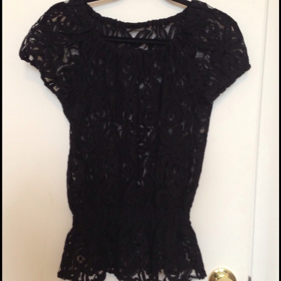 Black Lace Peplum Top - Picture 2 of 2