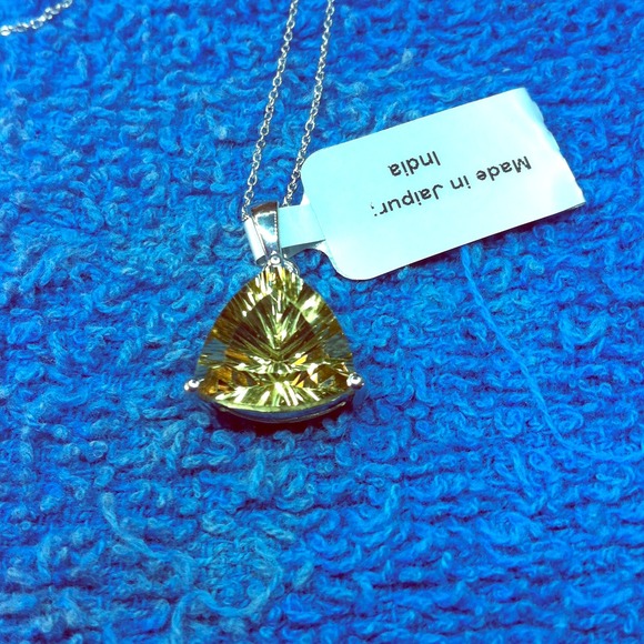 Ouro Verde Quartz Sterling Silver Pendant w Chain.