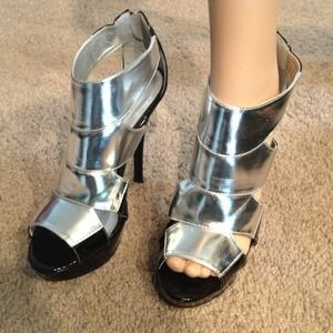 New shiny silver heels