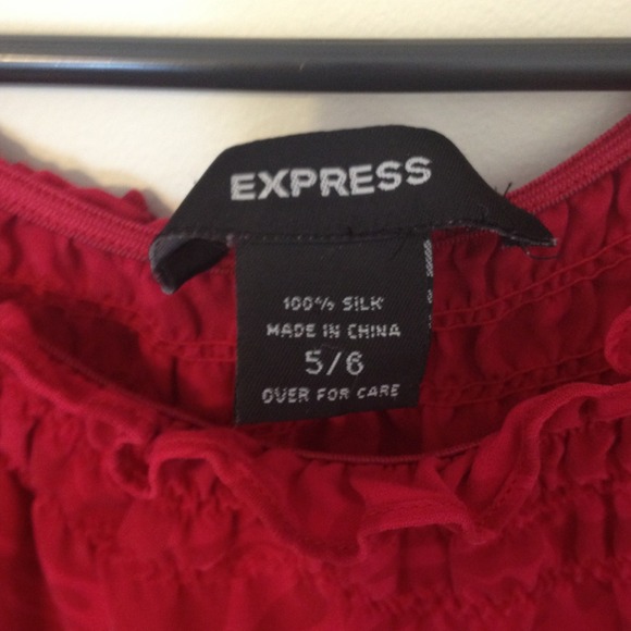 Express red long sleeve top 100%Silk - Picture 2 of 4