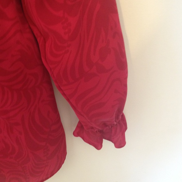 Express red long sleeve top 100%Silk - Picture 4 of 4
