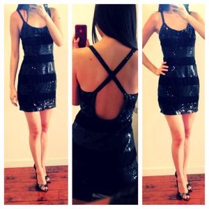 Black Sequined Party Dress