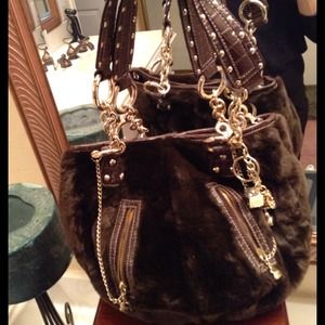 Kathy purse soft brown faux fur