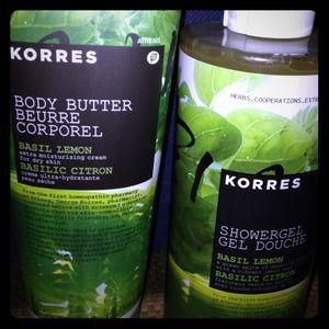 Korres lemon/basil body butter and shower gel
