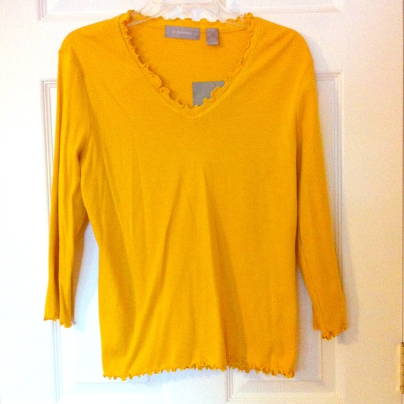 Yellow ruffle neck long sleeved top color