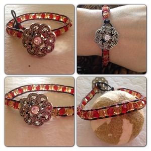 Handmade swarovski  light Siam topaz bracelet