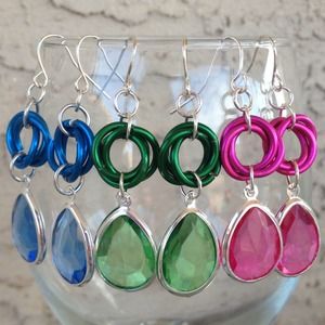 3 pairs vintage lucite earrings sterling plated