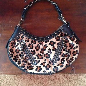 Kate Landry Leopard calf hair handbag