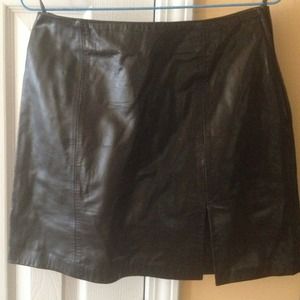 Benetton Black leather mini skirt
