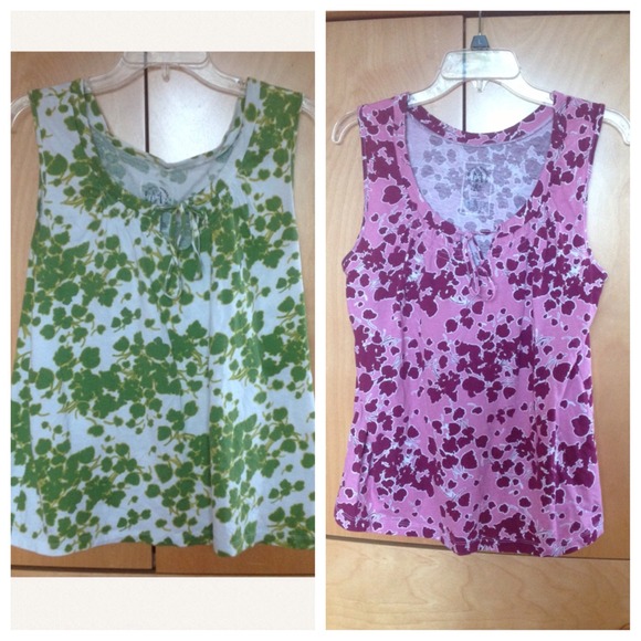 Flower tank tops pink and green