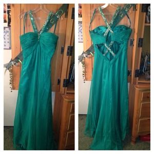 Long teal prom dress
