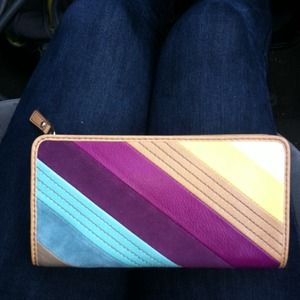 FOSSIL new with tags. Striped leather wallet.