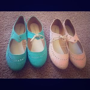 Two pairs of cute suede flats