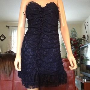 Dark blue dress with ruffles