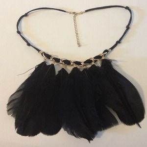 Black and gold feather necklace