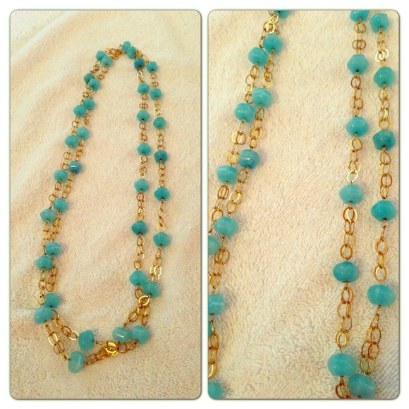 ❌❌❌SOLD❌❌❌long gold and turquoise necklace