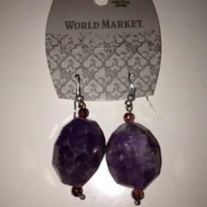 Amethyst colored semi precious stone earrings
