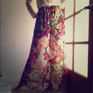 Sheer floral palazzo pants