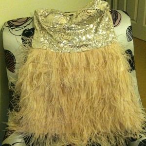 Bebe sequin and feather dress