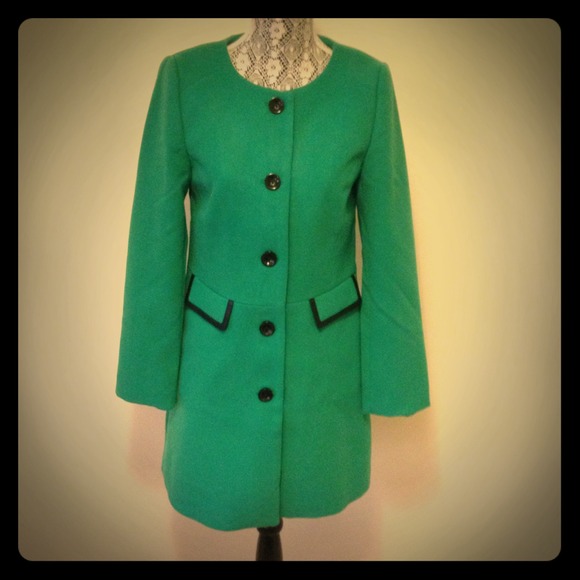 Jackets & Blazers - Piperlime Kelly Green Piped Collarless Jacket