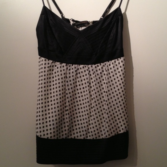 BCBG Black & White Silk Tie back Tank