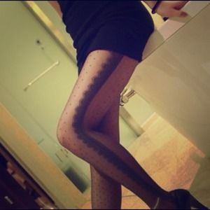 Side lace small Polka dot tights