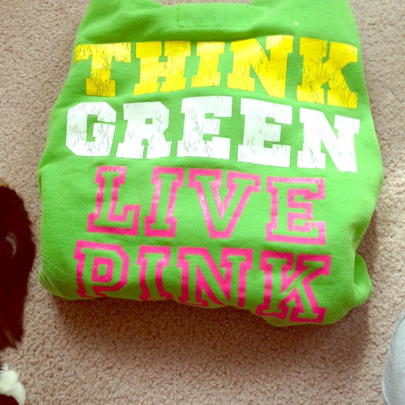 PINK victoria secret line green hoodie