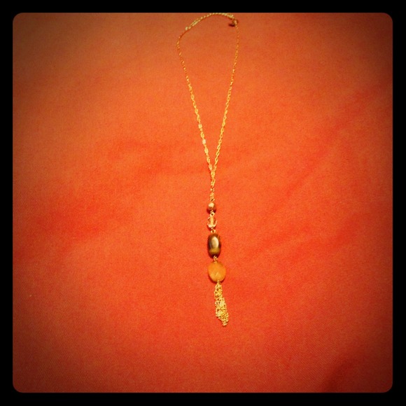 Gold and tortoise drop necklace