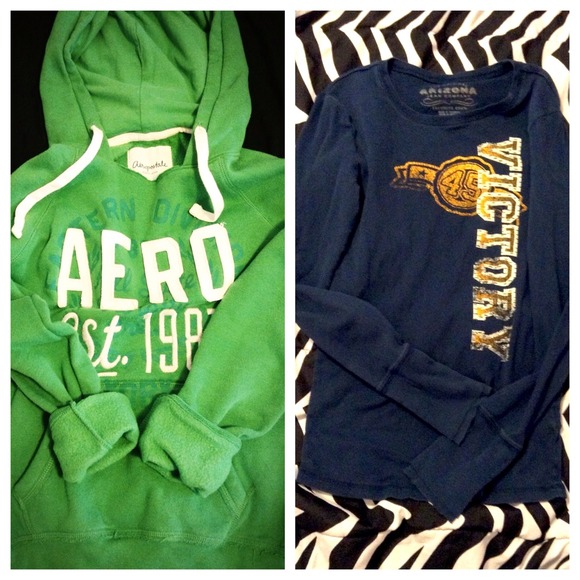 !!BUNDLE!! Green Aero hoodie and blue top