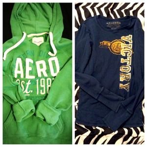 !!BUNDLE!! Green Aero hoodie and blue top