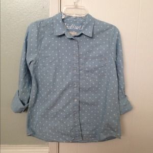 madewell // polka dot chambray shirt