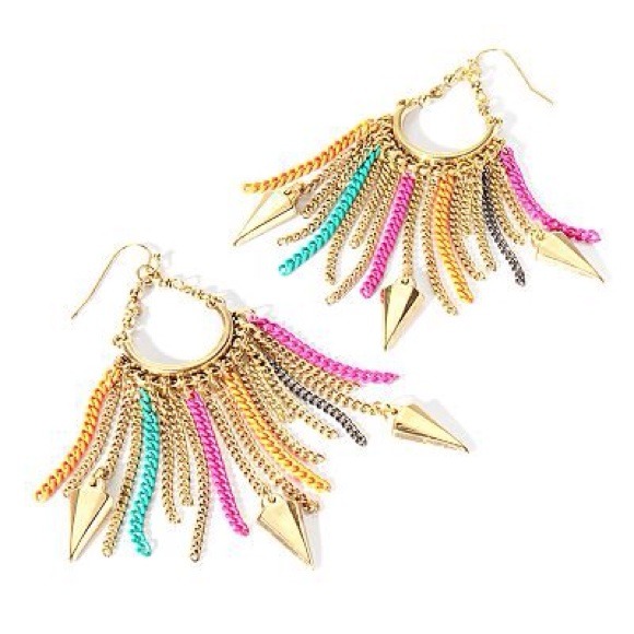 SOLD OUT!!! VERA WANG MULTI-COLOR FRINGE EARRINGS - Picture 2 of 4
