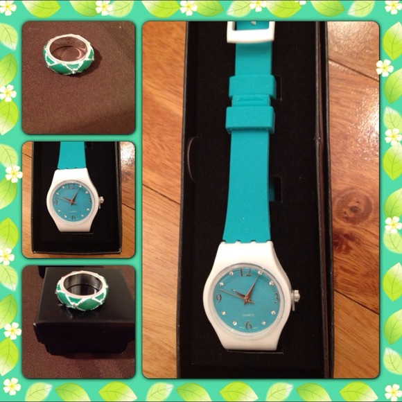 Turquoise watch and ring