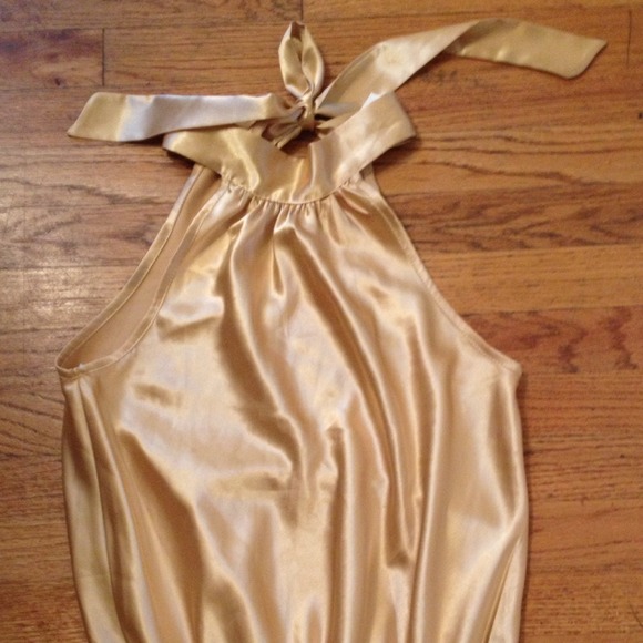 Silky gold dressy top and navy blue top