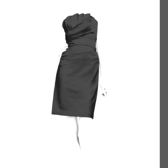 Black Stretch Satin Dress with Crumb Catcher