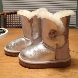 Authentic Toddler silver metallic UGGS